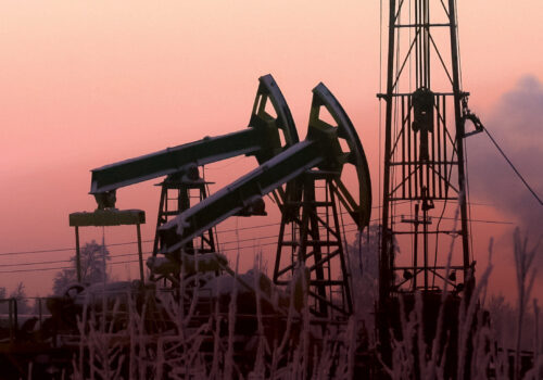 Oil derricks in Siberia